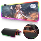 Игровой коврик для мыши со светодиодной подсветкой, большой нескользящий коврик для клавиатуры RGB с резиновой основой, Настольный коврик для компьютера, игровой коврик для мыши