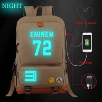new eminem printing large capacity bag pack unisex school bags womenmen backpacks travel bag teenager usb charging bookbag