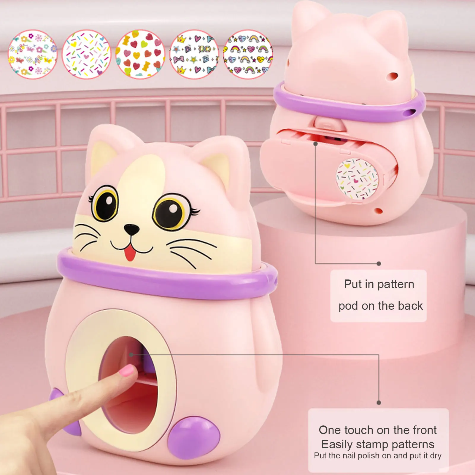 

15Pcs Nail Care Play Set Pretend Play Nail Stamper Art Kit For Kids Nail Set Cute Pet DIY Nail Machine Washable Nail Polish