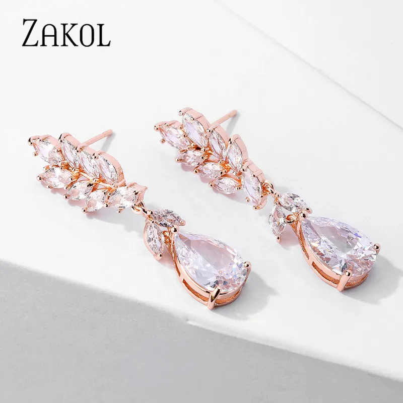 ZAKOL Роскошные Кристальные капли кубического циркония ювелирные изделия для