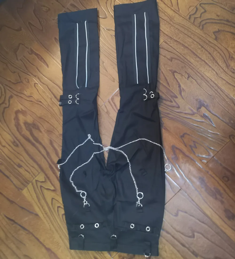 Брюки Y2k мужские с заклепками и цепочкой уличная одежда повседневные брюки-клеш в