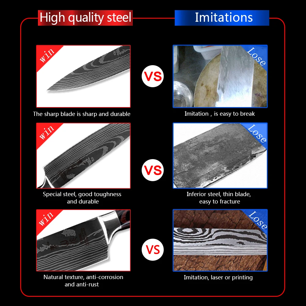 Цин 8 дюймов нож шеф-повара имитирует дамасский узор кухонный из нержавеющей