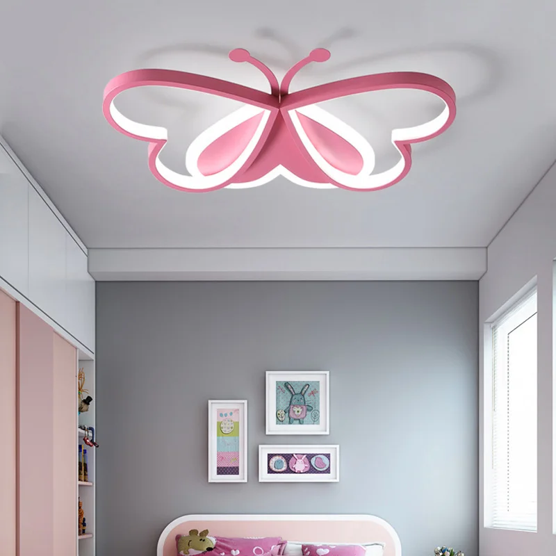 $57.34 2022 Butterfly LED Chandelier For Children's Room Bedroom Dimmable Kids Ceiling Lamp Moe Lighting