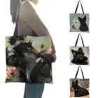 Дропшиппинг шотландского терьера картины сумка рисунком собаки сумки для покупок и поездок для Для женщин Эко льняной Повседневное сумки