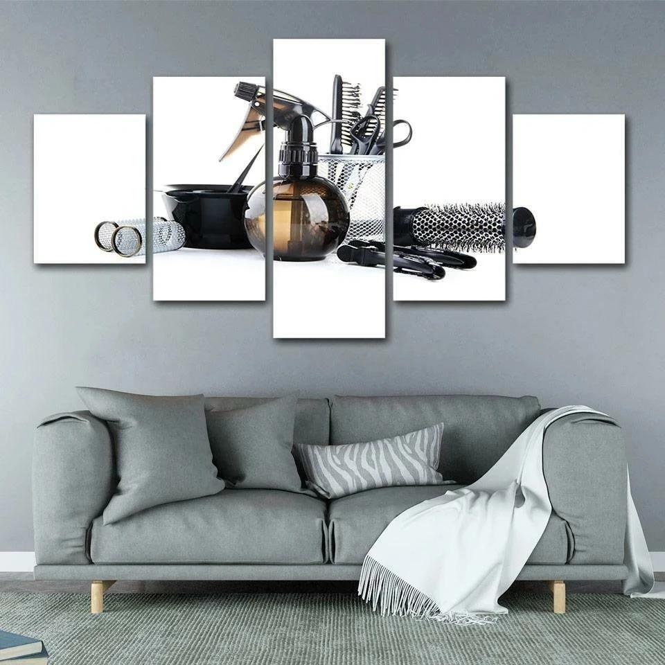 

Barber Hairdresser Salon Beauty Shop Framed 5 Piece Canvas Wall Art Painting Wal HD Print Home Decor Pictures 5 Panel Poster