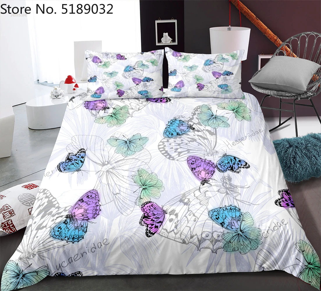 Buttefly лоскутное одеяло с цветами наволочка животные Комплект постельного белья 2/3