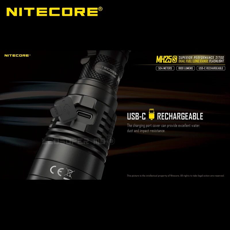 Высокая производительность Тактический NITECORE MH25S 1800 люмен USB C Перезаряжаемые