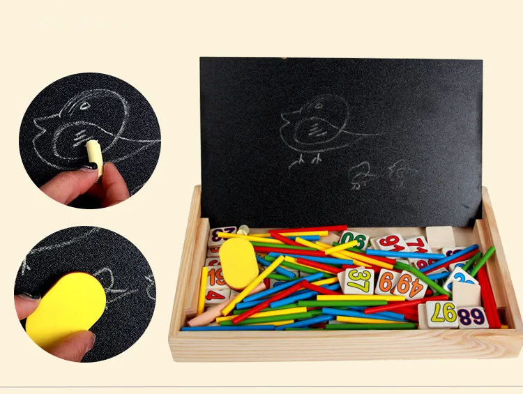 

[Funny] Baby Educational toys wooden Understanding Digital Arithmetic Time Color game Mathematics counting rods set learn toy