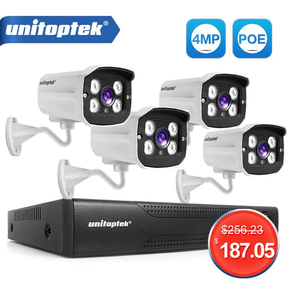 H.265 POE CCTV NVR комплект с 4 шт. 4MP IP камера Открытый HI3516D водонепроницаемый безопасности видео камера системы наблюдения приложение XMEye