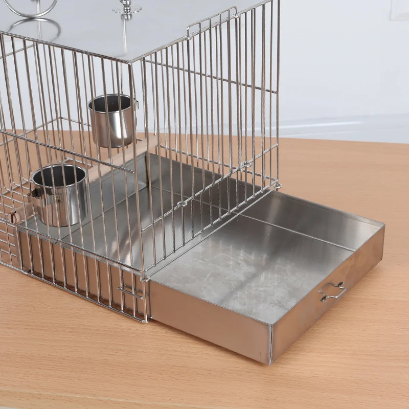 Квадратная клетка для птиц из нержавеющей стали с кормушкой деревянная купания