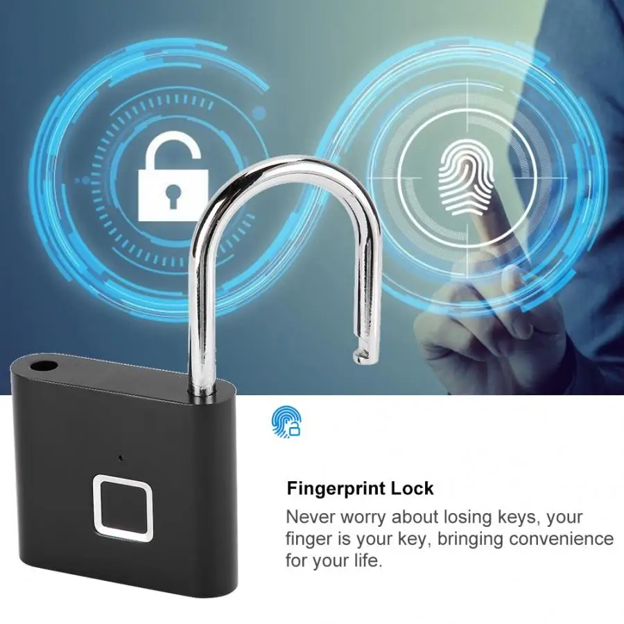 Портативный замок с отпечатком пальца мини Противоугонный Умный Замок зарядка