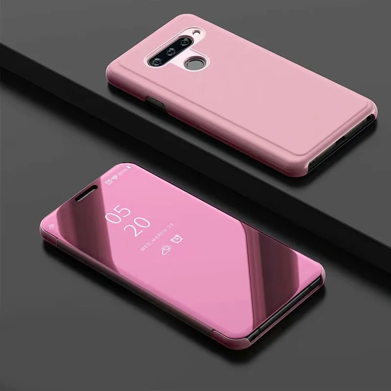 Роскошный зеркальный флип-чехол, кожаный чехол, чехол для телефона LG V40 V30 V50 G8 Q60 k50