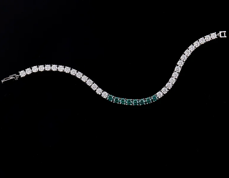 Браслет для тенниса из серебра 925 пробы с муассанитом длиной 17 см|Гибкие и жесткие