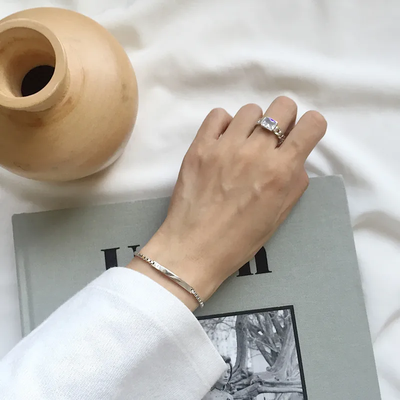 100% цельный браслет-цепочка из настоящего серебра 925 пробы для женщин и девушек 21