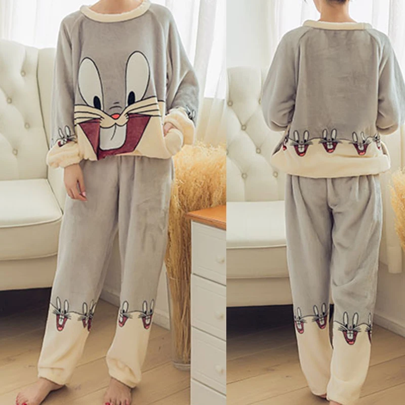 Зимняя пижама женская Фланелевая теплая Фланелевые пижамы с длинными рукавами