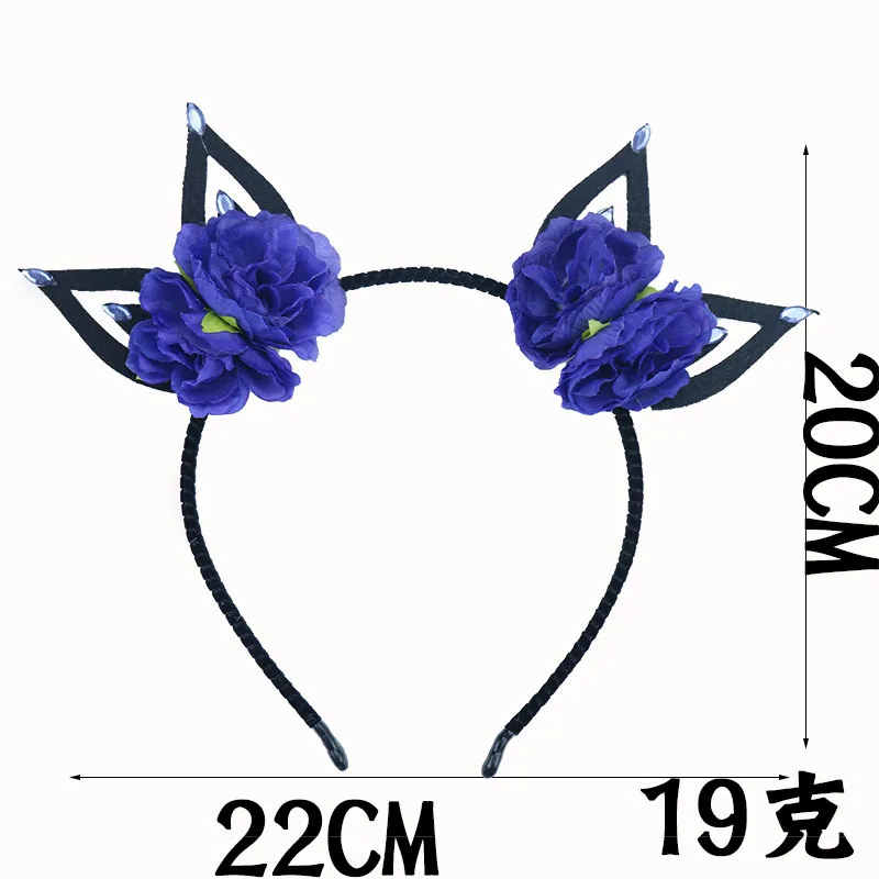 Хеллоуин повязка на голову с кошачьими ушами большими цветами для девочек 2019