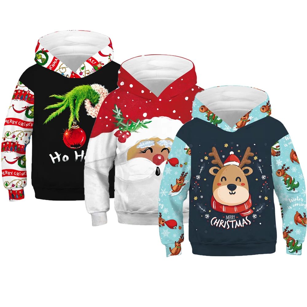 

Christmas Girls Hoodies 4-14 Years Cartoon Teenagers Sweatshirt for Girls Christmas Gift Children Coat Autumn Kids Clothes