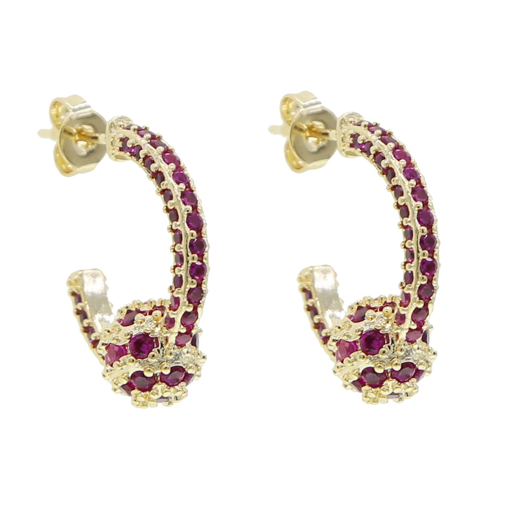 Женские серьги-кольца с разноцветными камнями | Украшения и аксессуары