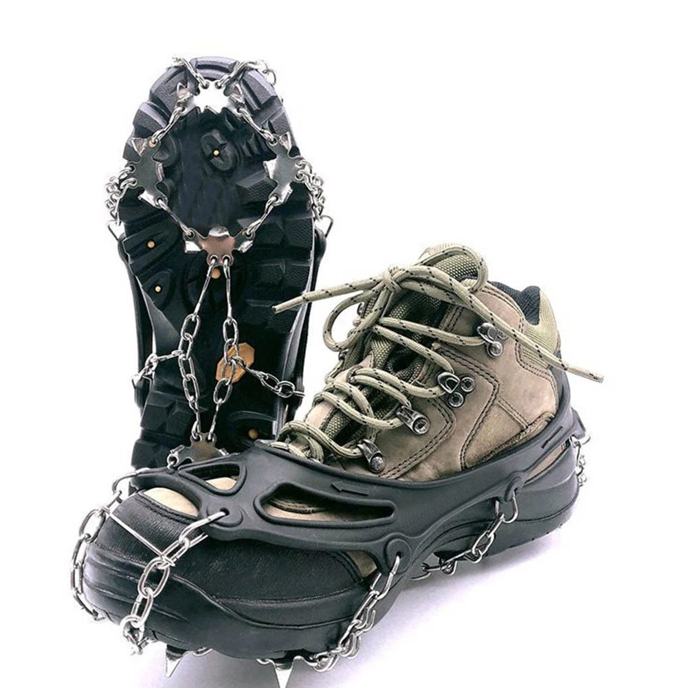 

1 Pair Crampons Outdoor Anti Slip Shoes Cover 19 Studs Snow Ice Claw Climbing Travelling Easy Carrying Portable Parts