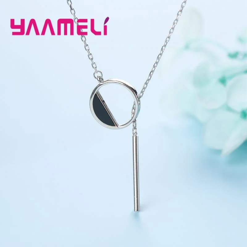 

Authentic 925 Sterling Silver Women Necklace Simple Circle Loop Rolo Chain Clavicle Chain Party Accessories Fashion Jewelry