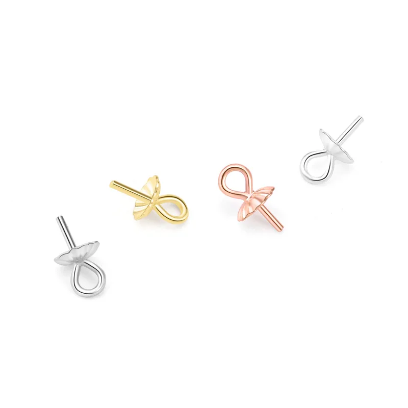 10pcs 925 Sterling Silver Pendant Connector,Cup Peg Bead Cap For Necklace,Earring,Dangle Sterling Silver Jewelry Accessories