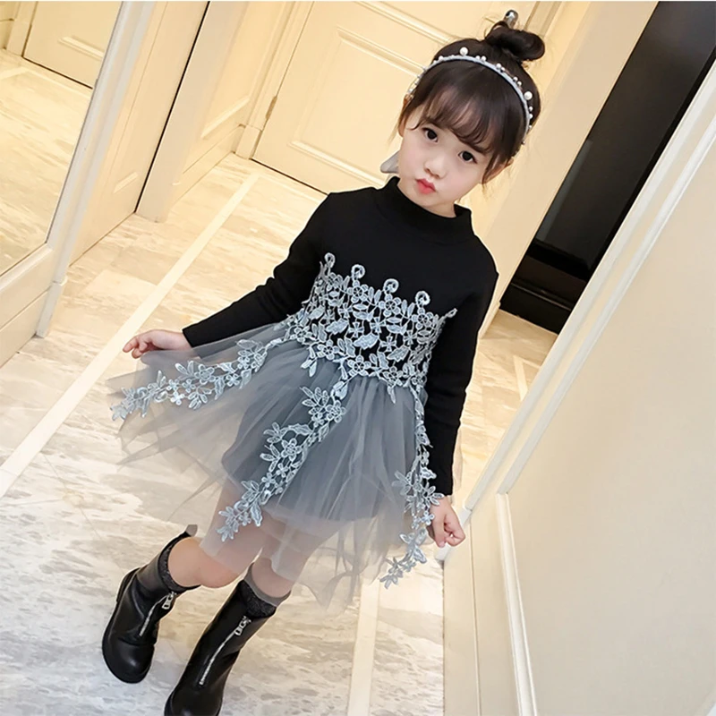 Весенне-Осенняя детская одежда с длинным рукавом для девочек школьное платье