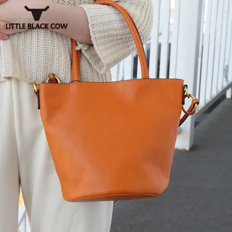 

Дамская элегантная сумка-мешок из натуральной кожи, Уличная Повседневная Сумочка через плечо, Женский тоут с декоративным ремнем, Женский с...