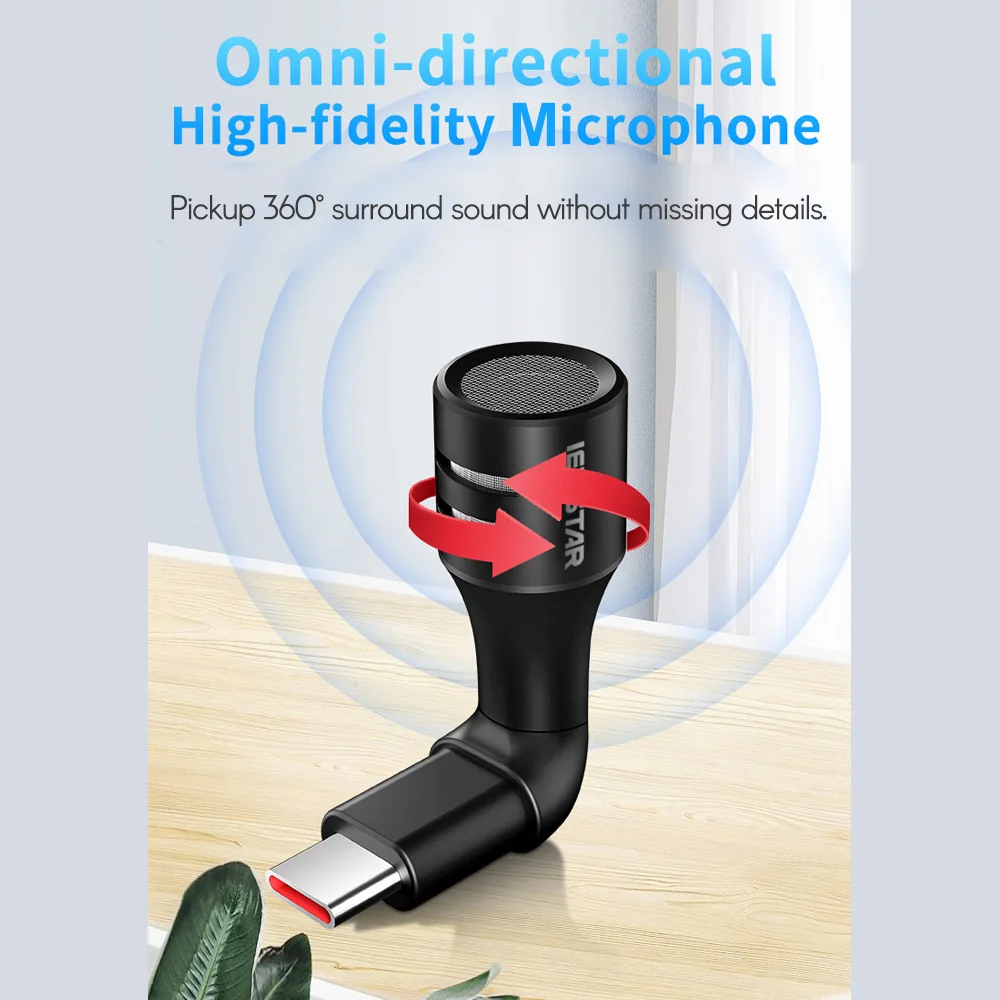 Мини-микрофон для смартфона кардиоидный конденсаторный Студийный микрофон Type-C/3