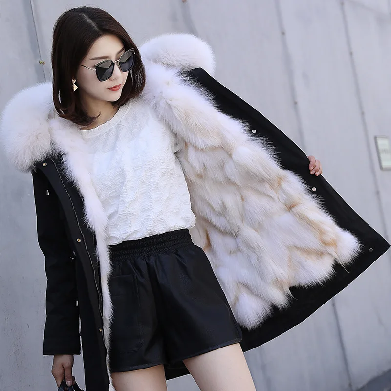 Tcyeek Natural Fox Fur Liner Parka Winter Real Coat Women Clothes 2020 Korean Thick Warm Hood Jacket Hiver 1903 | Женская одежда
