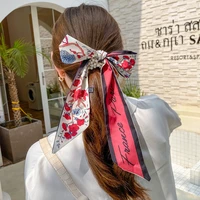 pearl hair rope girls hair accessories women houndstooth ponytail headdress bow knot scrunchies letter printing ribbon headwear