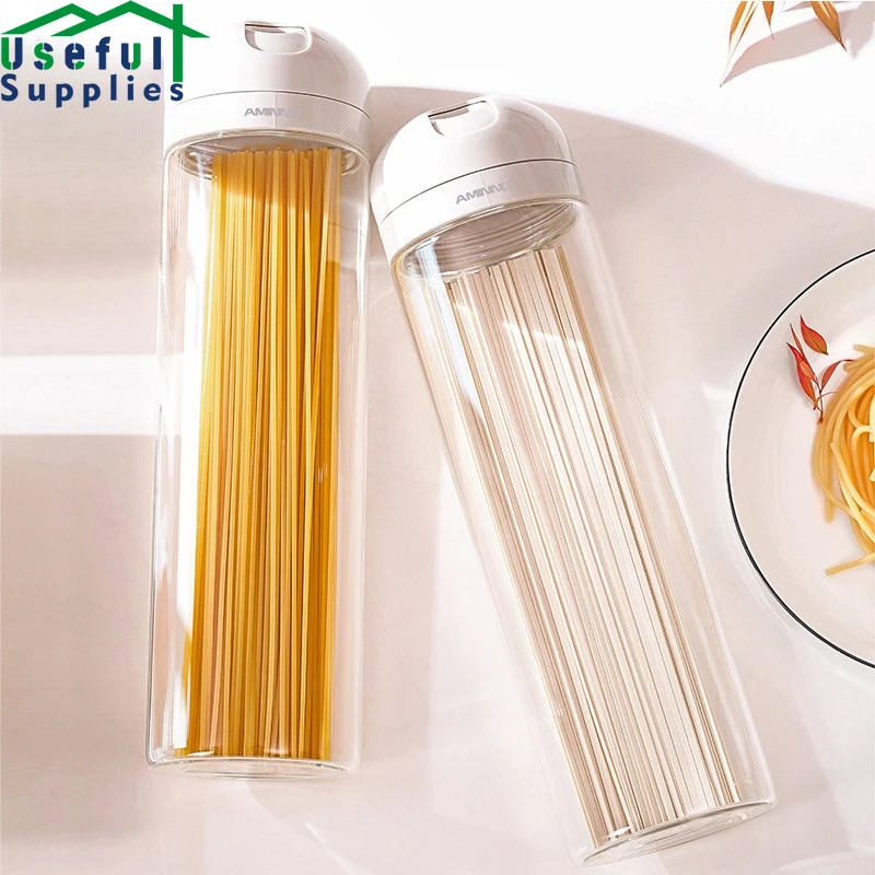 

Transparent Glass Noodle Past Jar Kitchen Food Containers Grains Beans Storage Boxes 1.5l Tea Coffee Beans Cookies Sugar Cans