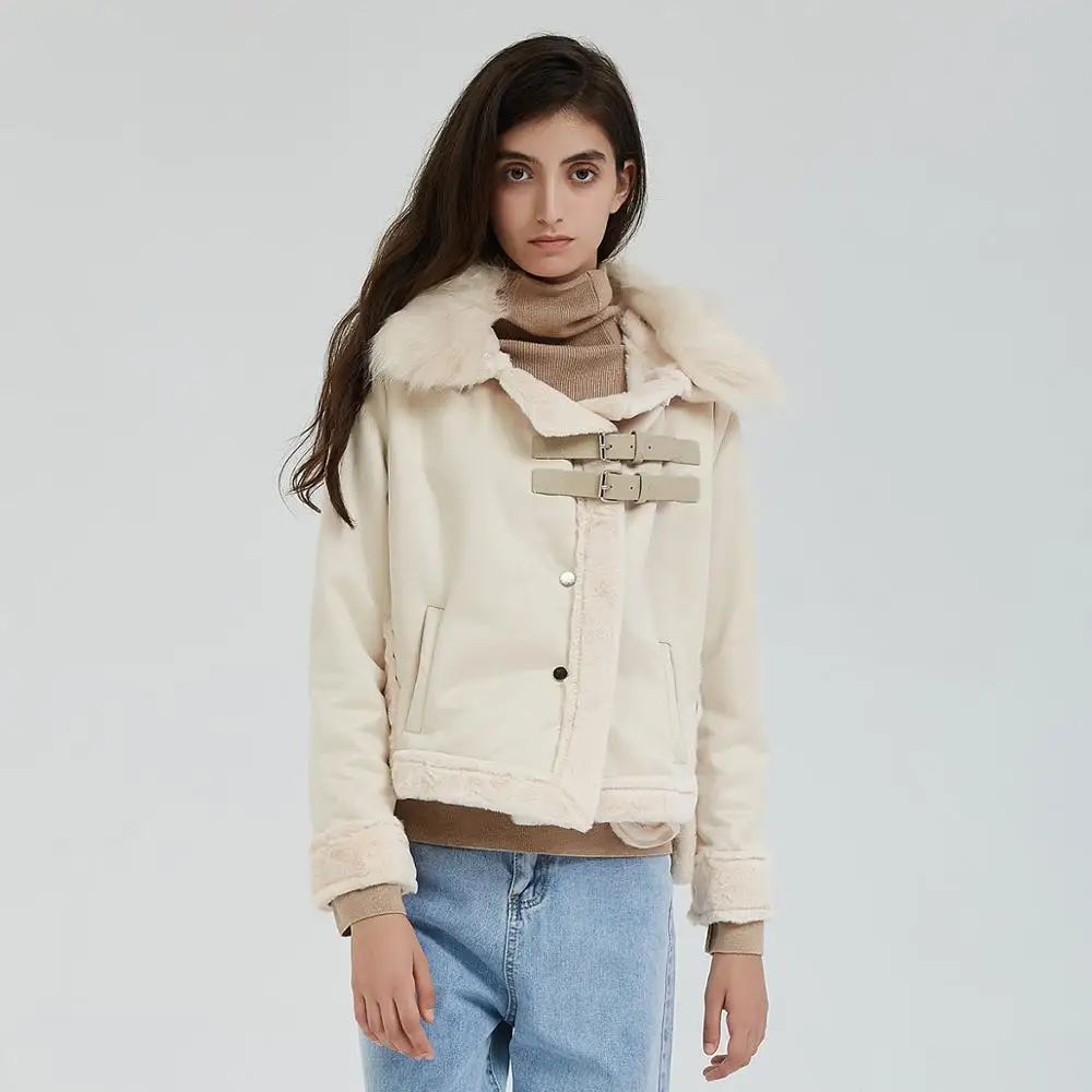 Wixra новая зимняя замшевая кожаная куртка женская из овечьей шерсти Толстая