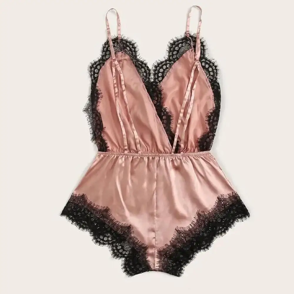 2020 женское сексуальное боди ночная рубашка кружевное белье ночное сатиновый