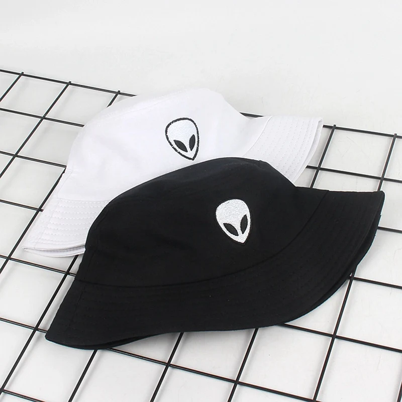 Alien Pattern Bucket Hat Unisex Foldable Embroidery Cap Hip Hop Gorros 2022 Men Summer Caps Women Panama Fishing | Аксессуары для
