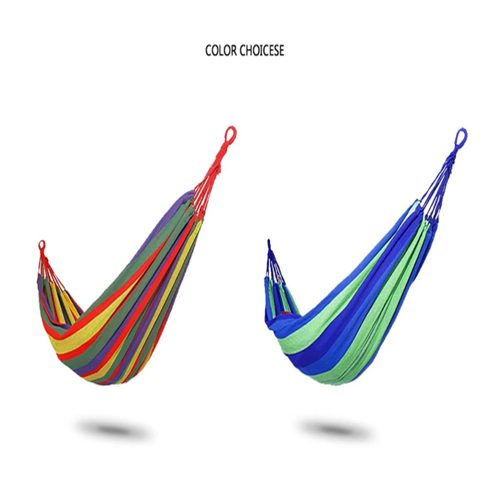 

Outdoor Camping Striped Hammock Canvas Hammock Swing Garden Swing Hammock Outdoor Camping Hanging Chair (European Blue)