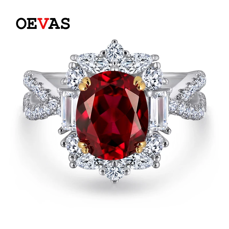 

OEVAS 100% 925 бриллиантовые кольца из драгоценного камня с высоким содержанием углерода для женщин, сверкающие ювелирные изделия для свадебной ...