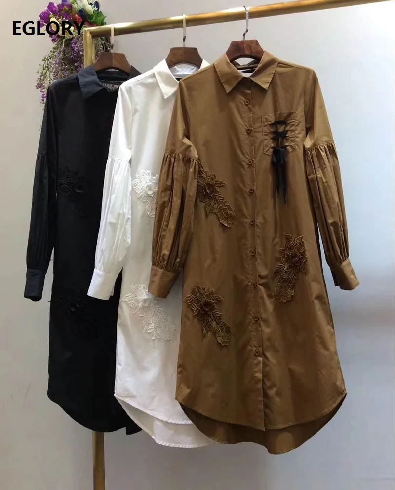 Женское длинное платье рубашка коричневое с отложным воротником и длинными