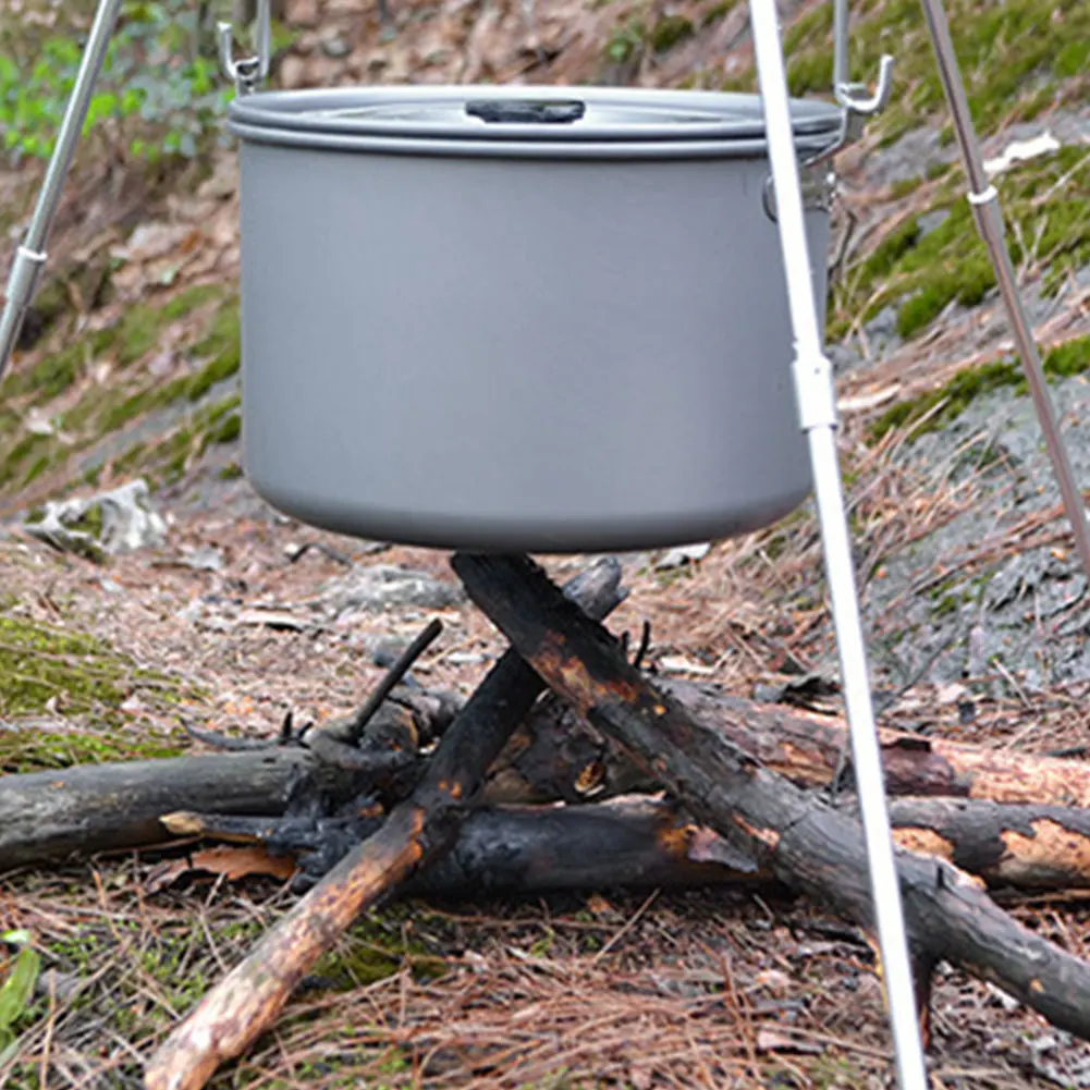 

Cooking With Handle Rustproof Portable Aluminum Alloy Outdoor Hanging Travel Picnic Durable Practical Camping Pot