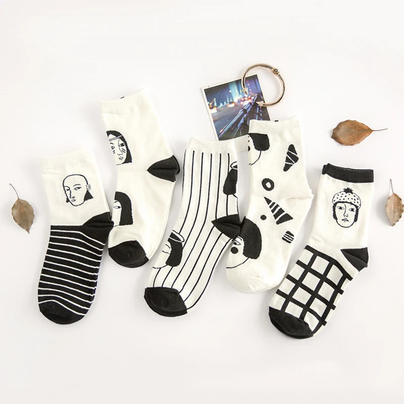 Забавные изысканные хлопковые носки средней длины в японском стиле с крутым