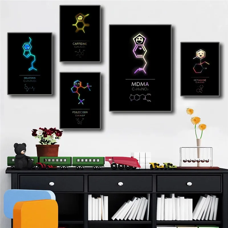 Плакаты с молекулами химических элементов лабораторные больничные Медицинские