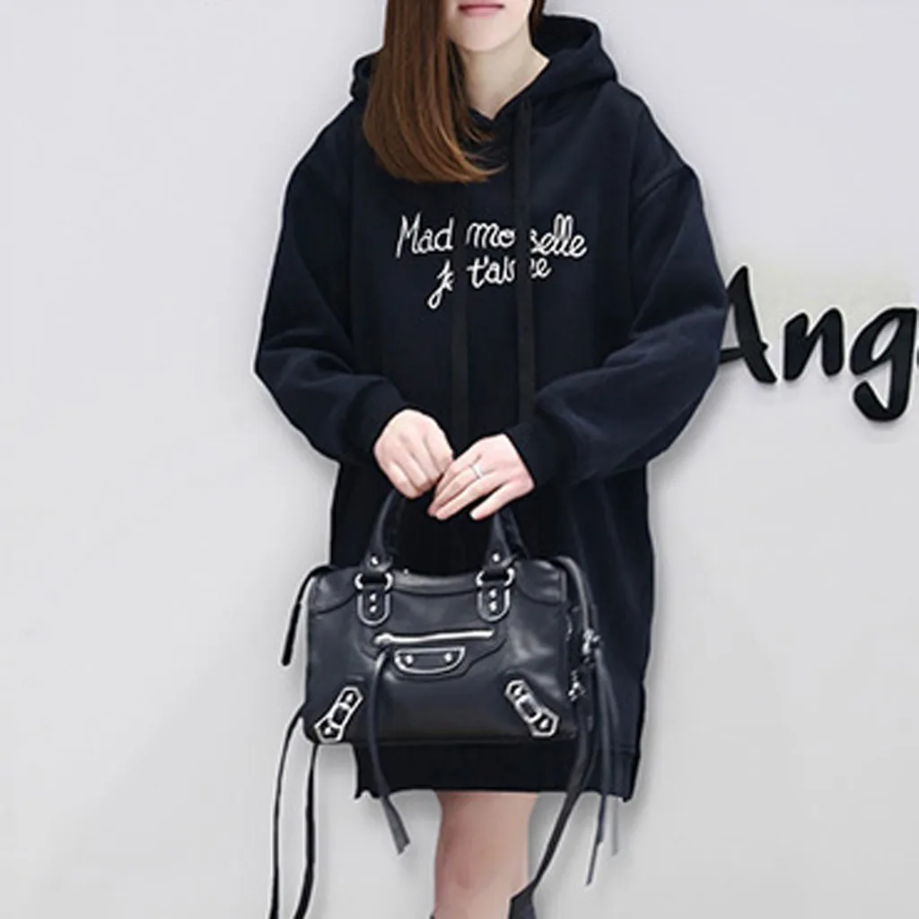 Women Leisure Autumn Fashion Sweatshirt Hoodie Long Sleeve Letter Printing Dress Las Mujeres Sweetshirts Спортивный Костюм Женск