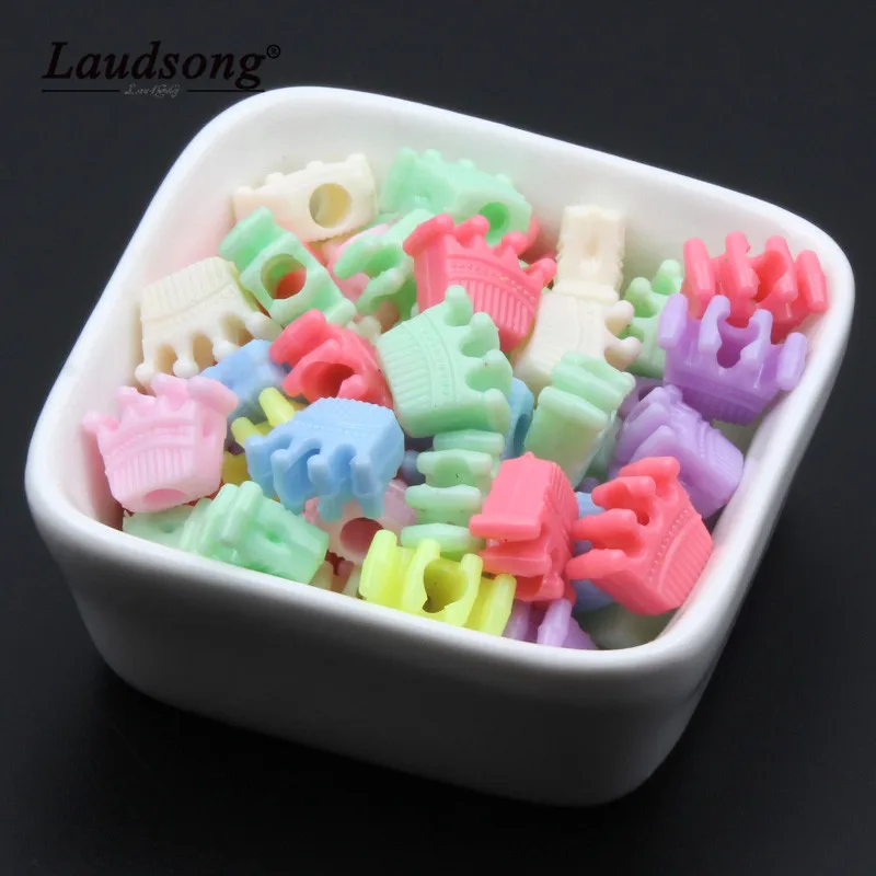 50PCS 10X13MM Random Color Mixing Crown Shape Beads For DIY Children's Toys Necklace Jewelry Making Beading Spacer | Украшения и