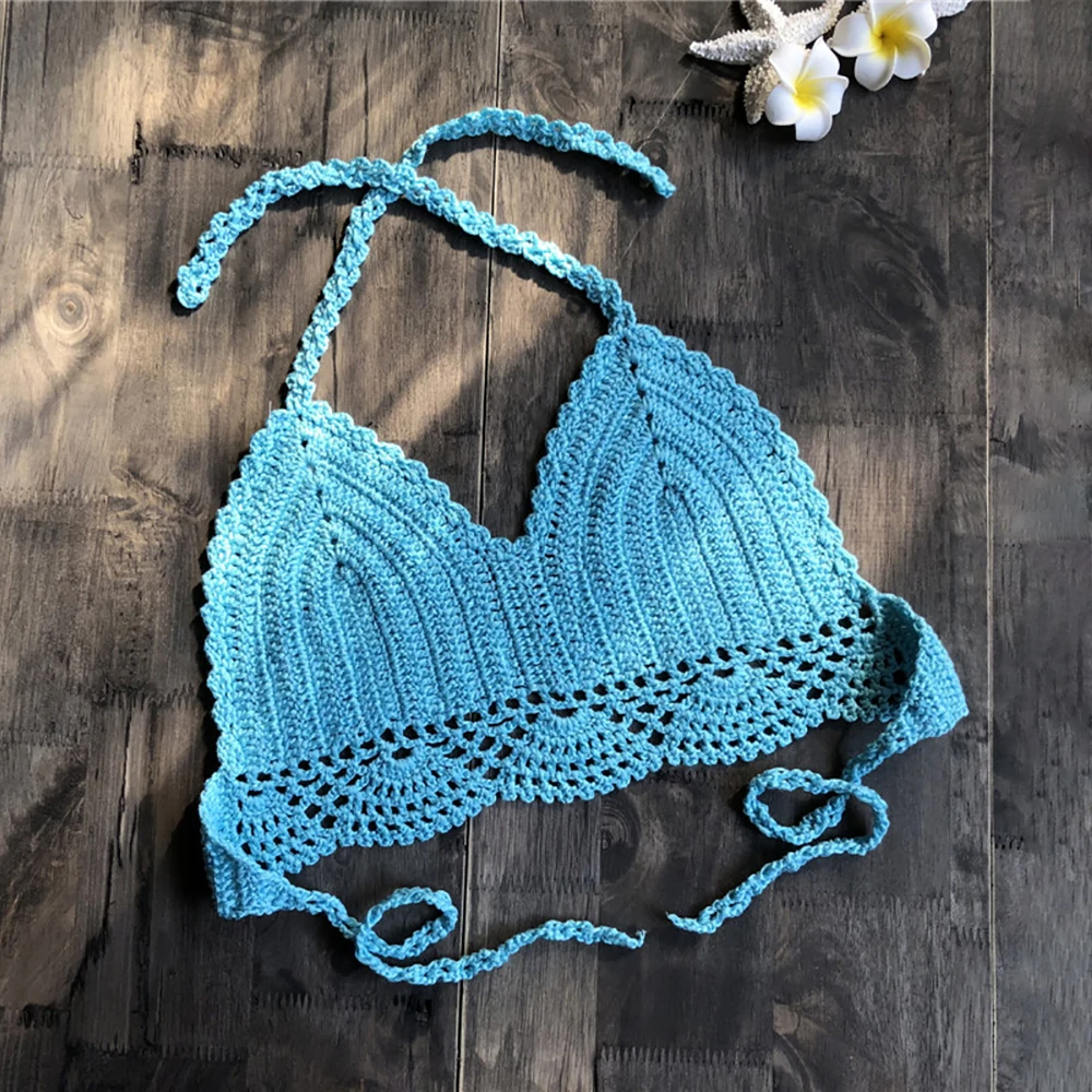 2020 вязаные бикини топы ручной работы крючком для женщин Бохо пляжные Бралетт