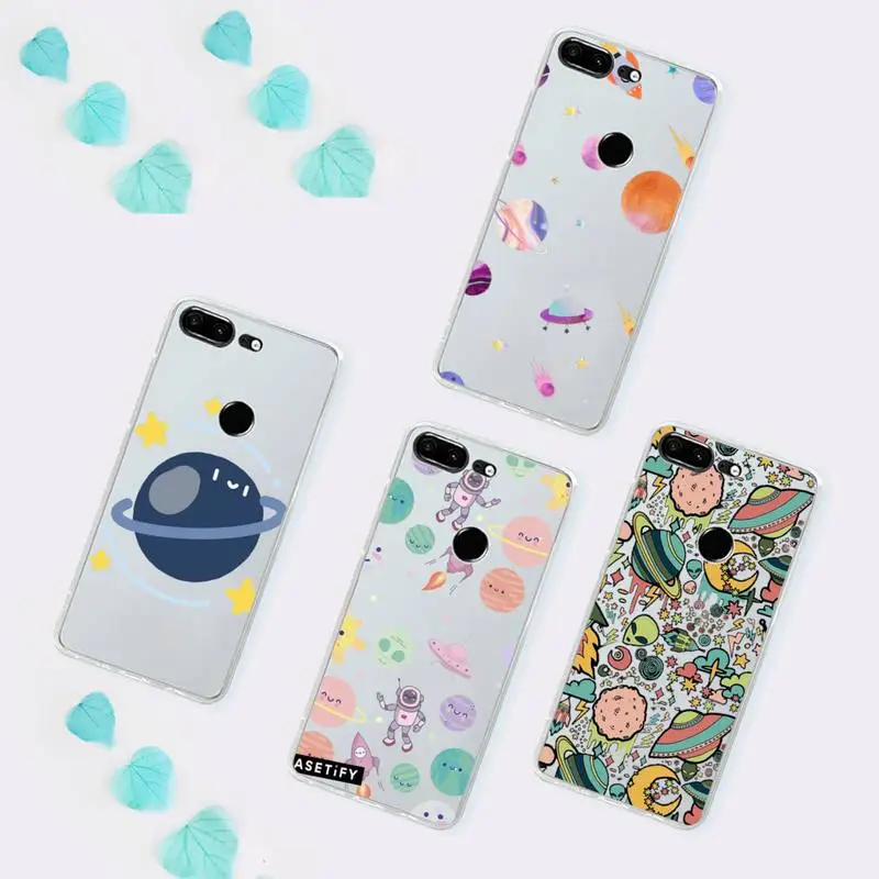 

Space planet moon alien Phone Case Transparent for Huawei P 40 20 30 10 mate pro lite plus