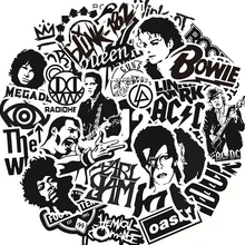 10/30/50Pcs Black and White Rock Band Stickers DIY Waterproof Skateboard Guitar Motorcycle Luggage Graffiti Cool Sticker Kid Toy