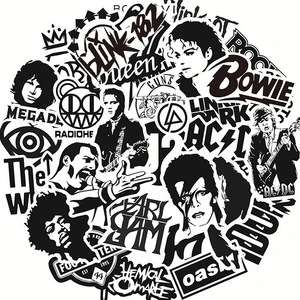 103050pcs black and white rock band stickers diy waterproof skateboard guitar motorcycle luggage graffiti cool sticker kid toy free global shipping