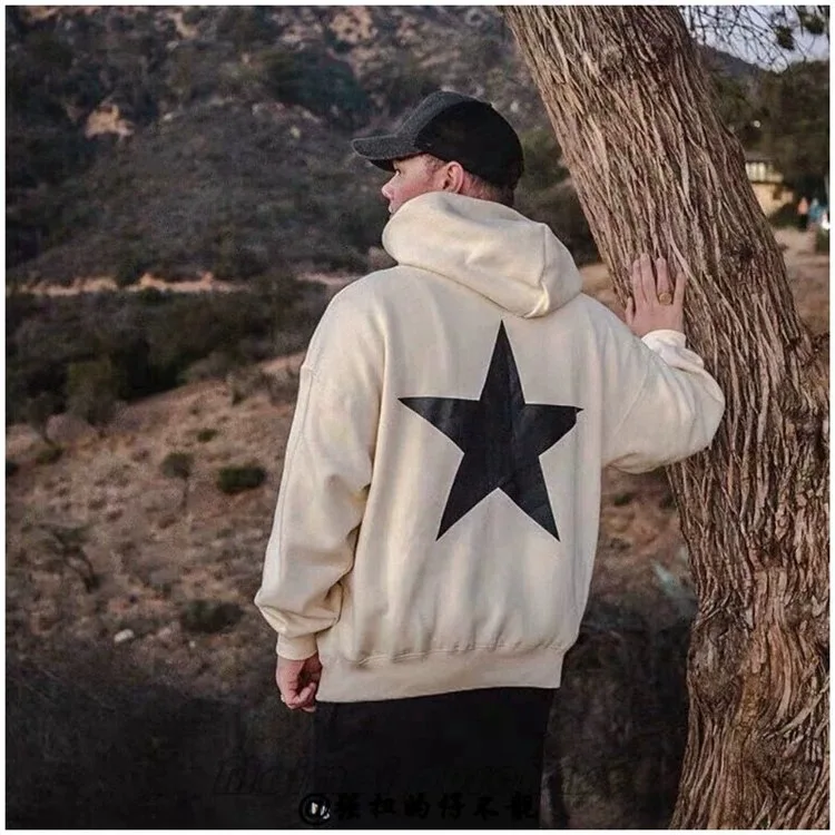 

Spring And Autumn New Men's Clothing Five-pointed Star Printing Hooded Sweater Men And Women Hip-hop Trend Hoodie Casual Loose