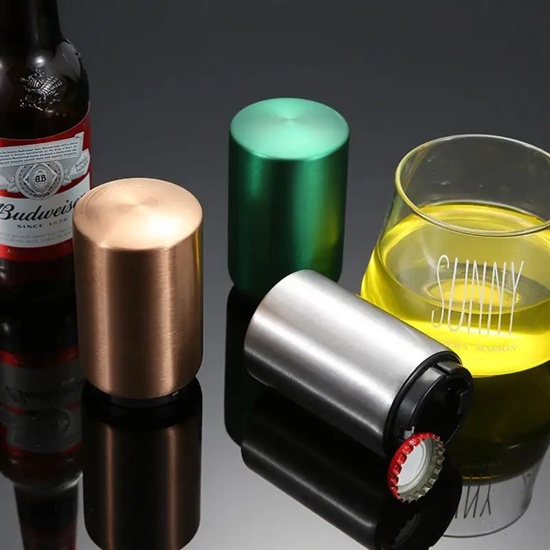 

Automatic Beer Bottle Opener,Magnet Beer Opener,Stainless Steel Push Down Opener Wine Beer Soda Cap Opener Kitchen Accessories