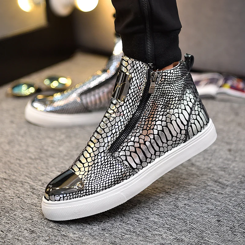 

New Sneakers Men High Top Microfiber Platform Shoes Casual Fashion Men Shoes PU Hot Footwear Male Vulcanize Shoes Calzado Hombre