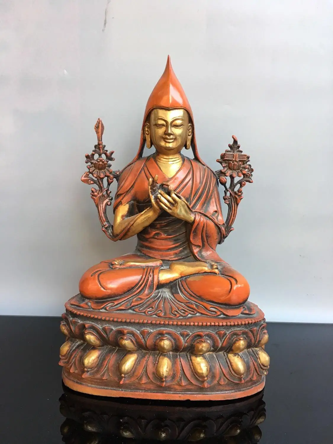 

12 "Тибетский Буддизм Тибет Храмовая бронзовая фигурка свинка цонкапой мастер шаманства Будды